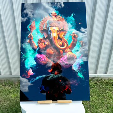 Radiant Ganesha HD Metal Print – Sacred Wall Art with Spiritual Energy