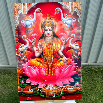 Divine Lakshmi HD Metal Print – Sacred Wall Art for Prosperity and Blessings