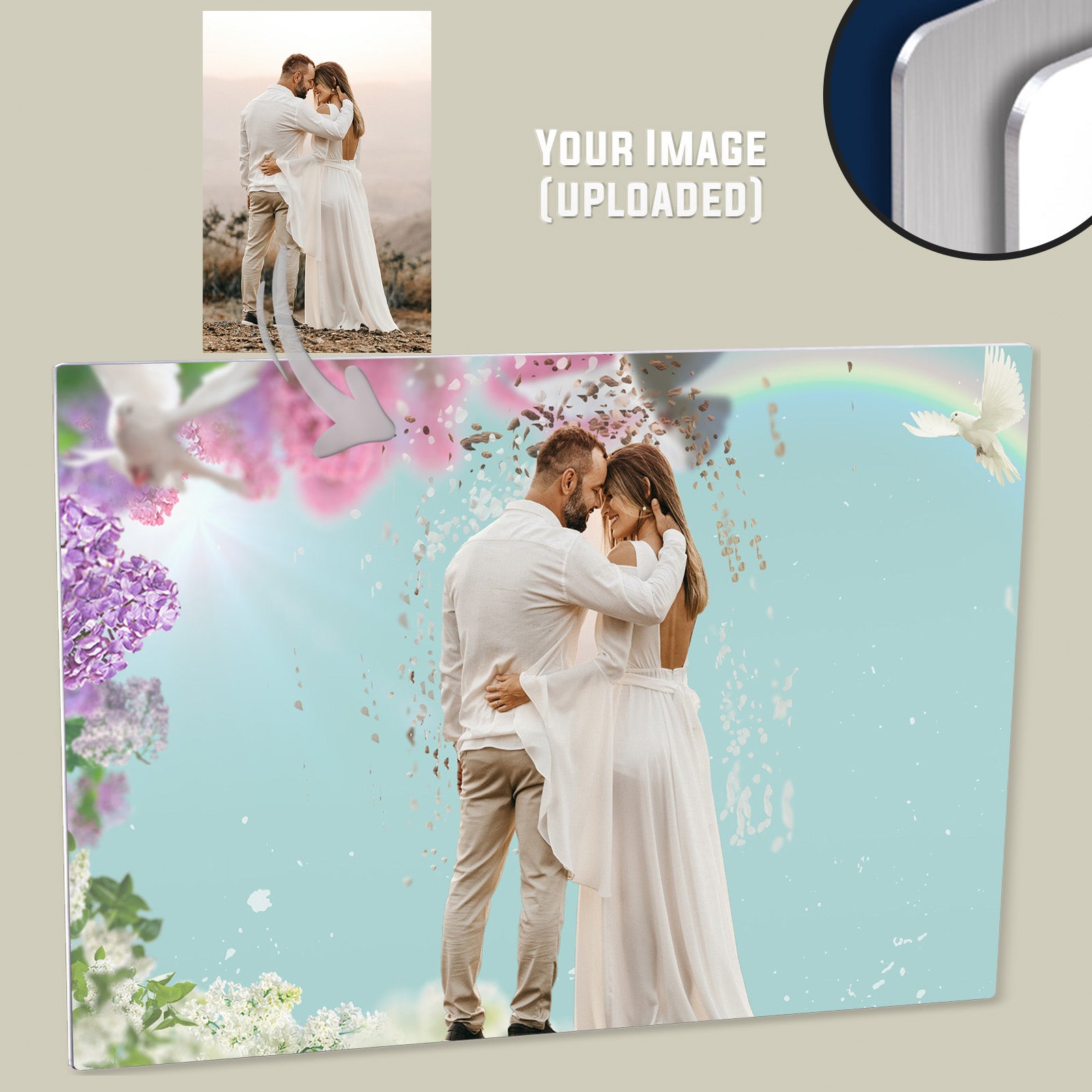 "Celebrate Your Love" Personalized Couple Image with Custom Message / Text - Printed on HD Metal Panel