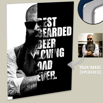 Personalized 'Best Bearded Beer Loving Dad Ever' Photo Poster on HD Metal Panel