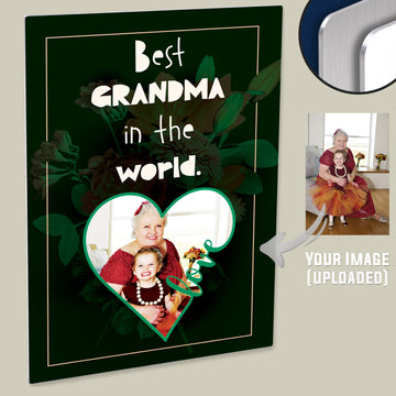 Custom 'World's Best Grandma' Photo Poster - Personalized with Your Uploaded Image on HD Metal Panel