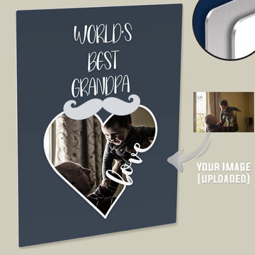 Custom 'World's Best Grandpa' Photo Poster - Personalized with Your Uploaded Image on HD Panel