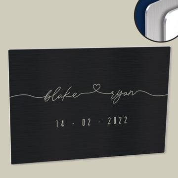 Custom 'Heart Connected Couple Names' Poster - Printed on Durable HD Metal Panel (with Anniversary Date)