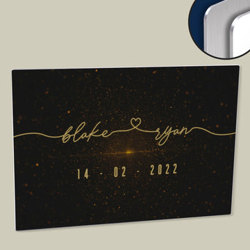 Custom 'Heart Connected Couple Names' Poster - Printed on Durable HD Metal Panel (with Anniversary Date)