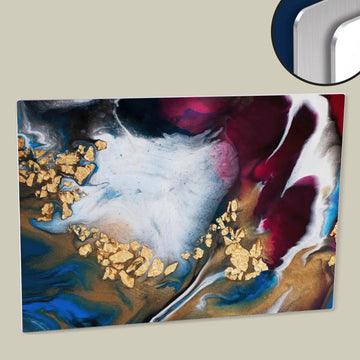 Abstract Fluid Resin Art with Gold Foil Printed on HD Metal Panel