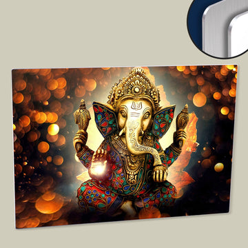 Lord Ganesh Poster, Colourful and Divine, Printed on HD Metal Panel