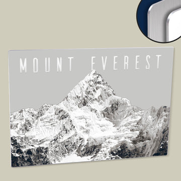 Mount Everest Silver Shining Black and White Poster - Printed on Durable HD Metal Panel