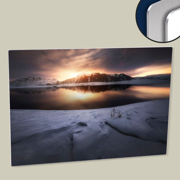 Mirrored Mountain Background - Digitally Enhanced Poster Printed on HD Metal Panel