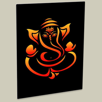 Lord Ganesha Minimal Gradient Illustration Art Print on HD Metal Panel - Spiritual Home Decor Accent Piece