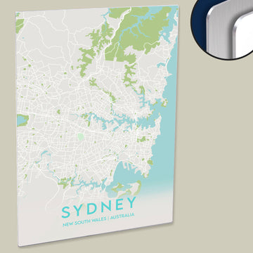 Sydney Map Poster - Clean and Minimal Style - Printed on HD Metal Panel