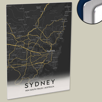 Sydney Map Poster - Clean and Minimal Style - Printed on HD Metal Panel