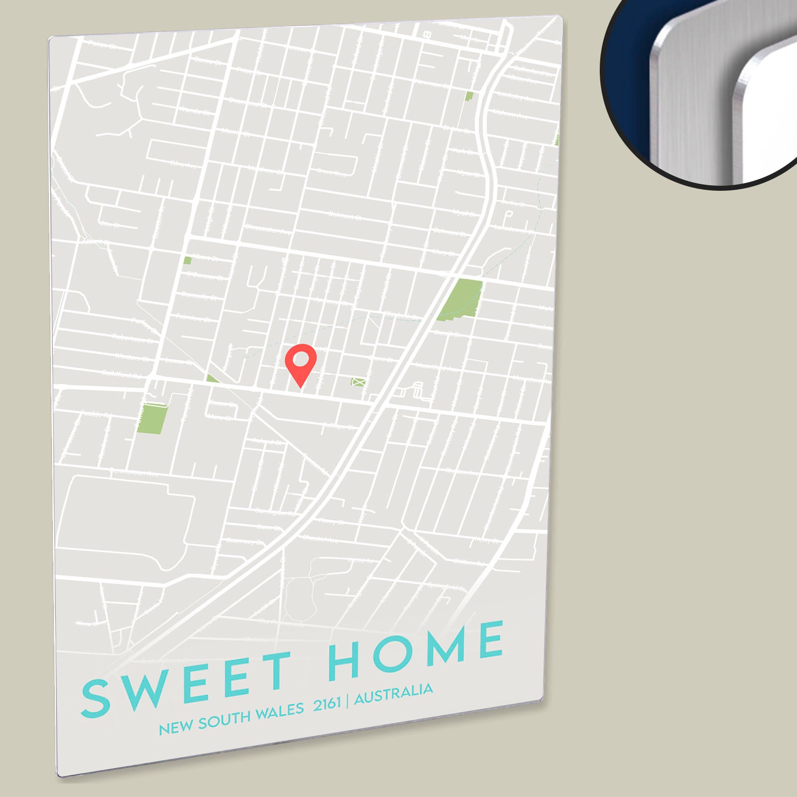 Custom Minimal Style Map Print of Your Address Your Words on HD Metal Panel