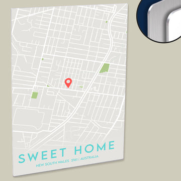 Custom Minimal Style Map Print of Your Address Your Words on HD Metal Panel