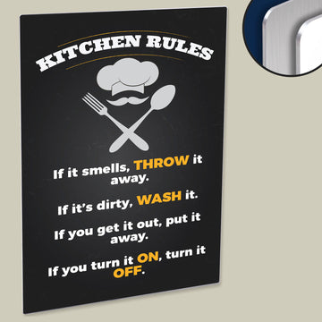 'Kitchen Rules' Poster - A Funny / Sarcastic Twist on Traditional Kitchen Decor Printed On HD Metal Panel