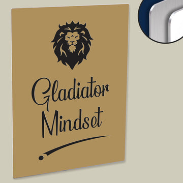 Majestic 'Gladiator Mindset' Quote Poster Featuring a Lion Head - Printed on Durable HD Panel