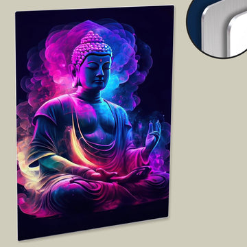 Experience the Vibrance of Gautama Buddha  with a Colorful Vibes Printed on HD Metal Panel