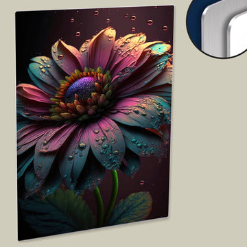 Metallic Multi-Colour Flower HD Metal Print