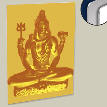 Glowing Lord Mahadev Scupture Poster Art Printed on Durable HD Metal Panel