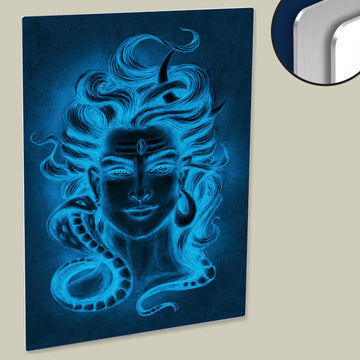 Glowing Lord Mahadev Sketch Poster Printed on HD Metal Panel