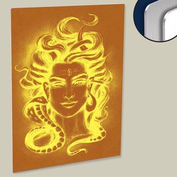 Glowing Lord Mahadev Sketch Poster Printed on HD Metal Panel