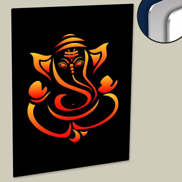 Lord Ganesha Minimal Gradient Illustration Art Print on HD Metal Panel - Spiritual Home Decor Accent Piece