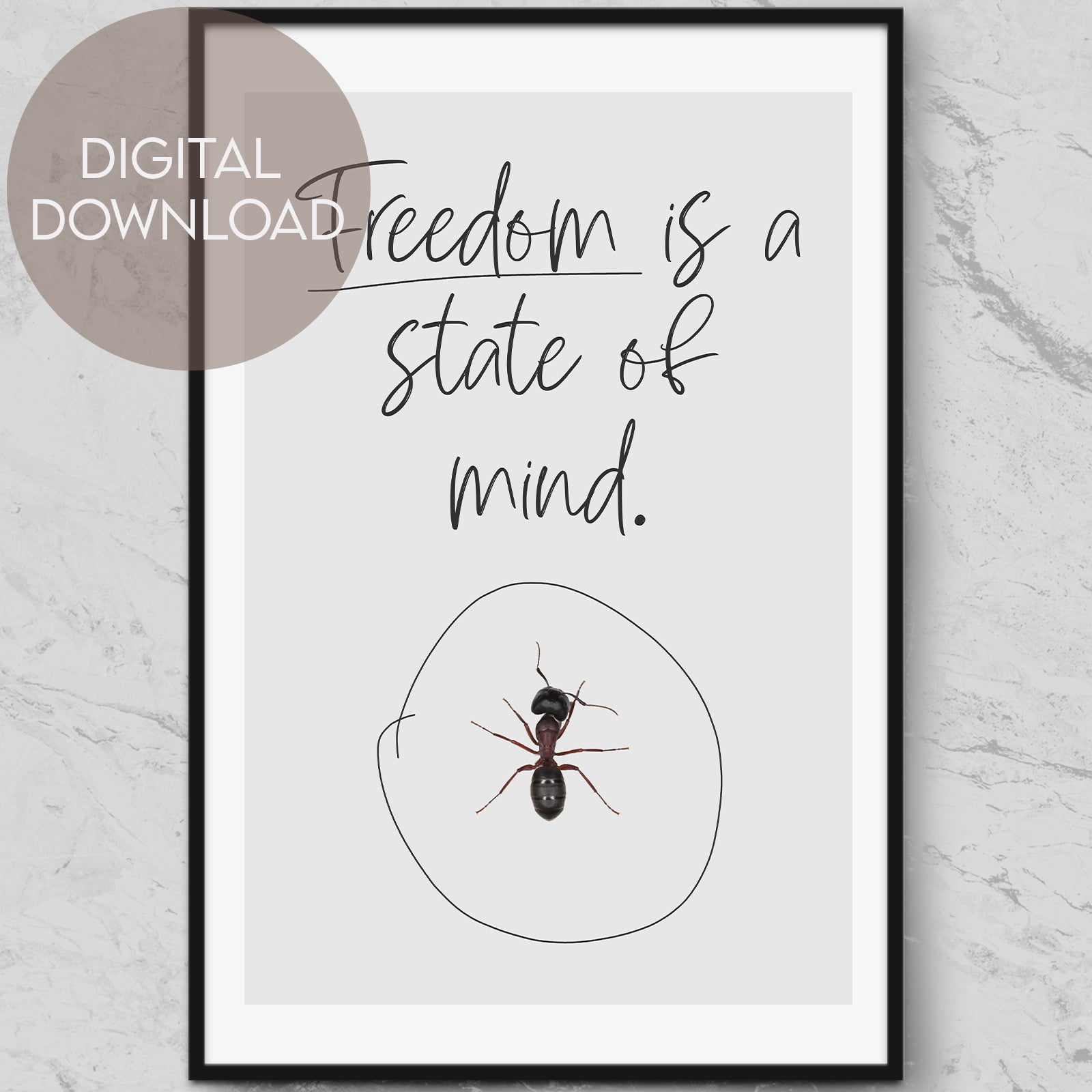 "Freedom Is A State Of Mind" Quote Poster - Digital Download