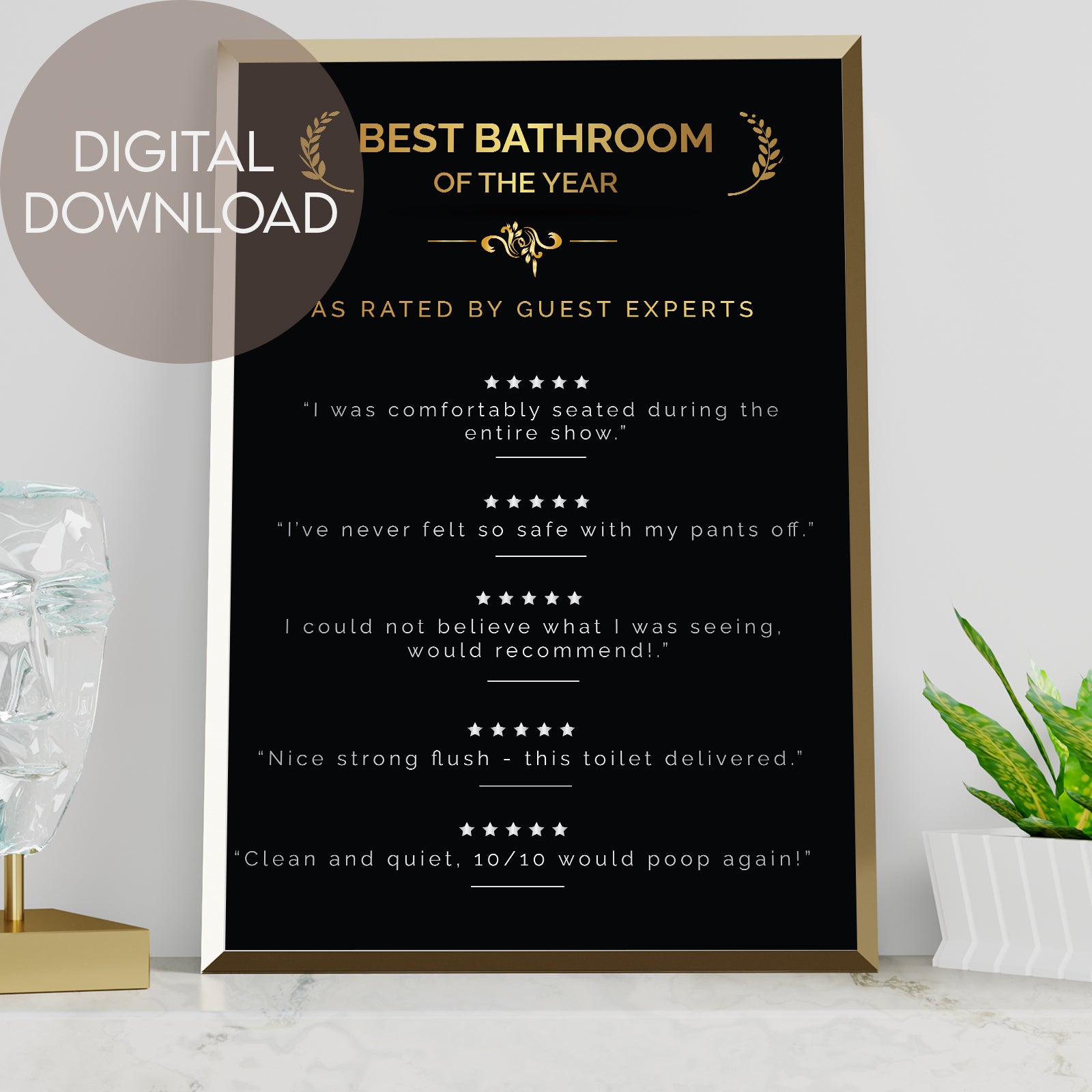 "Bathroom of the Year" Funny Poster - Printable in Various Aspect Ratios, Instant Digital Download