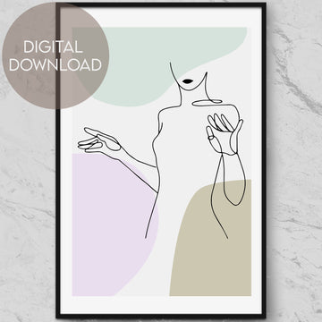 Woman Line Art Modern & Minimal Abstract Art Poster - Digital Download