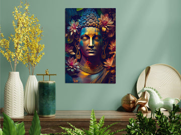 Find Serenity with a Dusky Buddha Floral High Resolution Image Printed on HD Metal Print