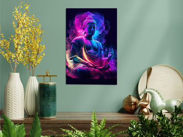 Experience the Vibrance of Gautama Buddha  with a Colorful Vibes Printed on HD Metal Panel