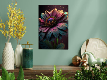 Metallic Multi-Colour Flower HD Metal Print