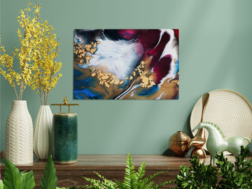 Abstract Fluid Resin Art with Gold Foil Printed on HD Metal Panel