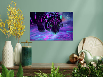 Neon Tiger, Vibrant, High-Resolution Poster Printed on HD Metal Panel