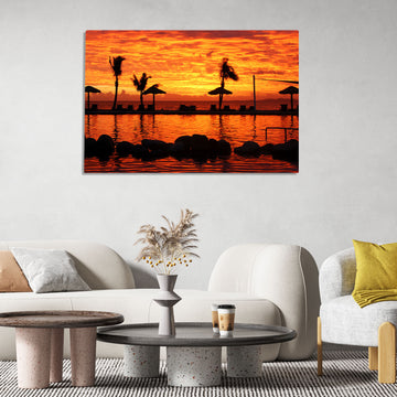 Summer Sunset Seaside Photo - Digitally Enhanced High Resolution Poster Printed on HD Metal Panel